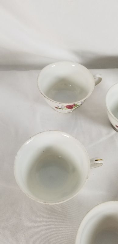 Photo 5 of 7 OFF WHITE CHINA TEA CUPS WITH FLORAL DESIGN USED 