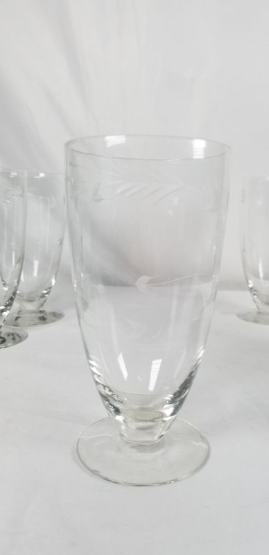 Photo 4 of 4 PIECE CLEAR 6INCH  WINE GLASS WITH EMBOSSED LEAF DESIGN