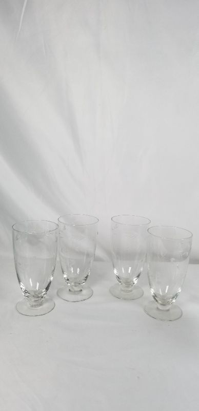 Photo 1 of 4 PIECE CLEAR 6INCH  WINE GLASS WITH EMBOSSED LEAF DESIGN