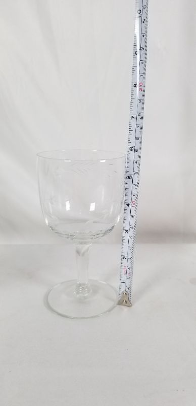 Photo 5 of 4 PIECE CLEAR 6INCH  WINE GLASS WITH EMBOSSED LEAF DESIGN