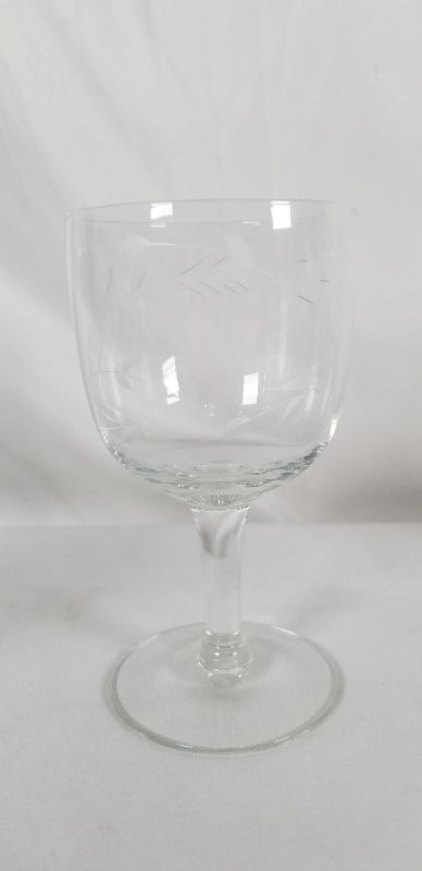 Photo 1 of 4 PIECE CLEAR 6INCH  WINE GLASS WITH EMBOSSED LEAF DESIGN