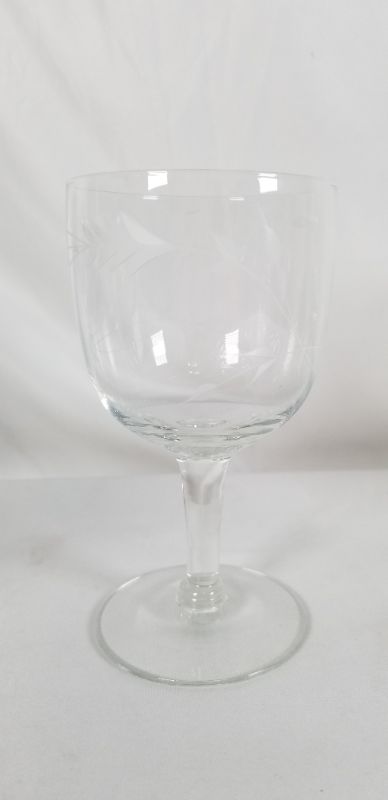 Photo 3 of 4 PIECE CLEAR 6INCH  WINE GLASS WITH EMBOSSED LEAF DESIGN