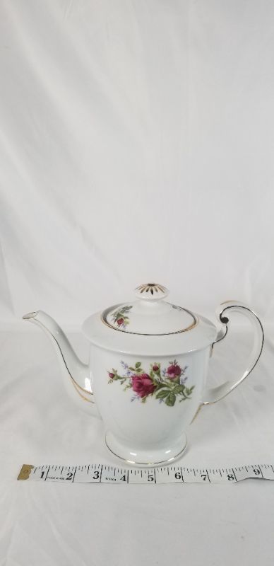 Photo 5 of 3 PIECE TEA TIME SET OFF WHITE COLOR WITH ROSE DESIGN USED 