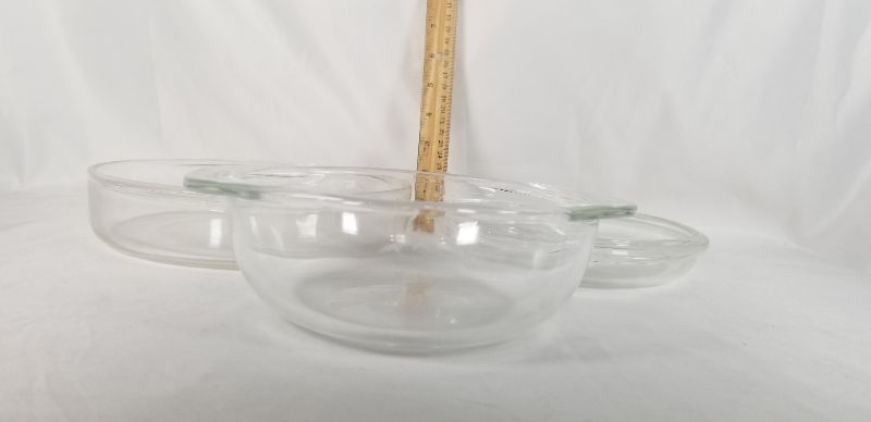 Photo 3 of 3 PIECE THICK GLASS SERVING BOWLS USED