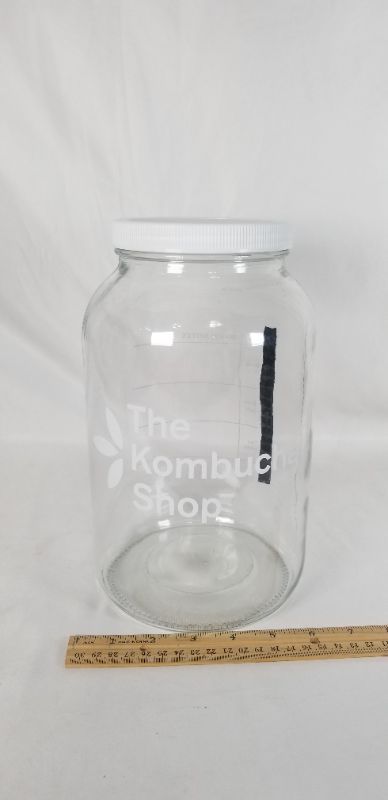 Photo 6 of THE KOMBUCHA SHOP 1 GALLON GLASS BREW JAR WITH BREW NOTES ON THE BACK 