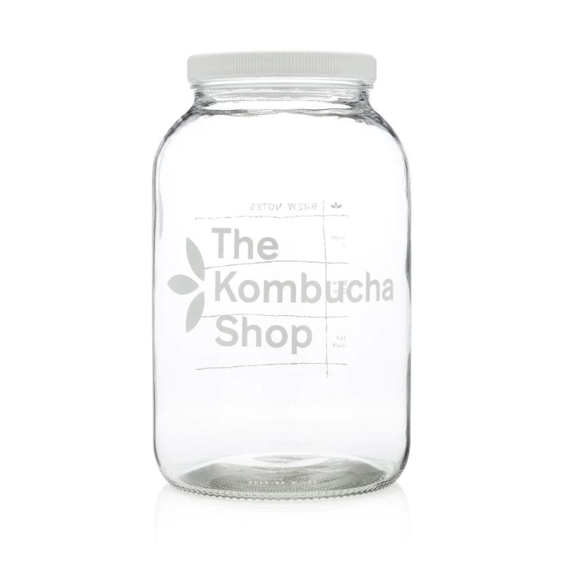 Photo 1 of THE KOMBUCHA SHOP 1 GALLON GLASS BREW JAR WITH BREW NOTES ON THE BACK 