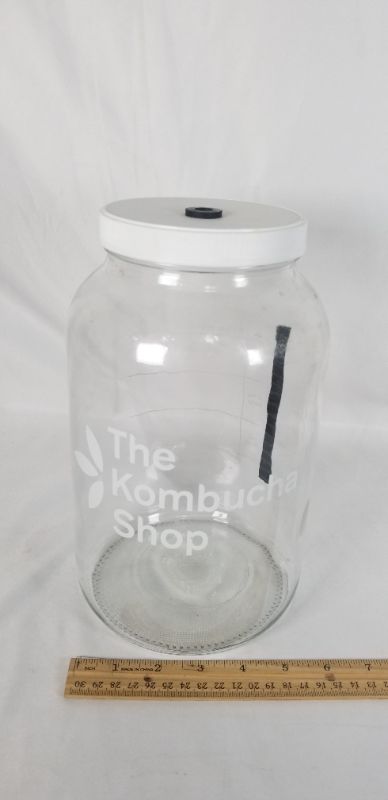 Photo 5 of THE KOMBUCHA SHOP 1 GALLON GLASS BREW JAR WITH BREW NOTES ON THE BACK STRAW HOLE ON THE TOP OF THE LID