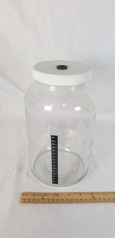 Photo 4 of 1 GALLON GLASS BREW JAR WITH WHITE LID WITH STRAW HOLE USED 