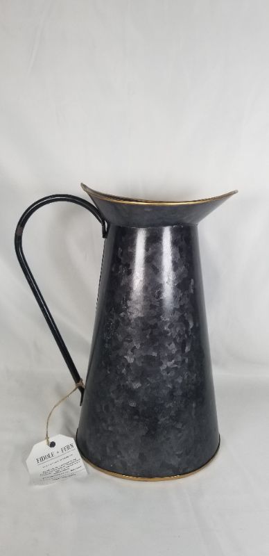 Photo 1 of GALVANIZED METAL WATERING CAN BLACK/GOLD COLORDED NEW