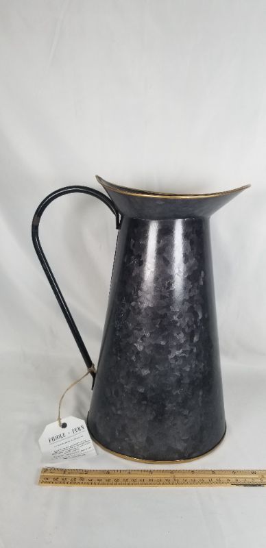 Photo 2 of GALVANIZED METAL WATERING CAN BLACK/GOLD COLORDED NEW