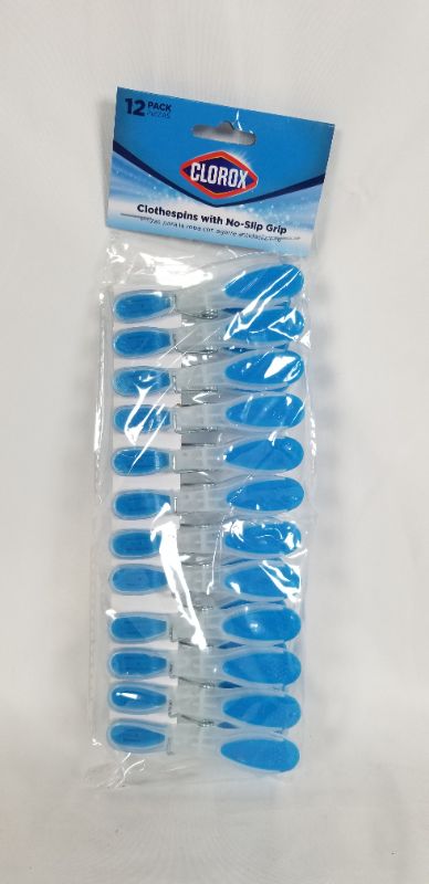 Photo 1 of 12 PACK PLASTIC CLOTHESPINS WITH NO SLIP GRIP NEW