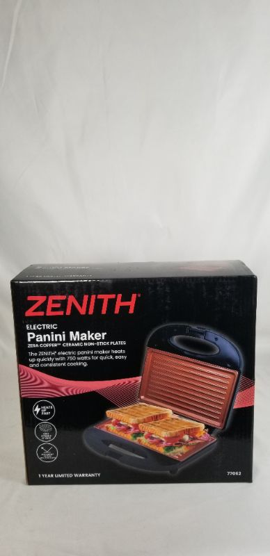Photo 2 of ELECTRIC PANINI MAKER WITH ZERA COPPER CERAMIC NON STICK PLATES MAKES 2 PANINIS AT ONCE NEW