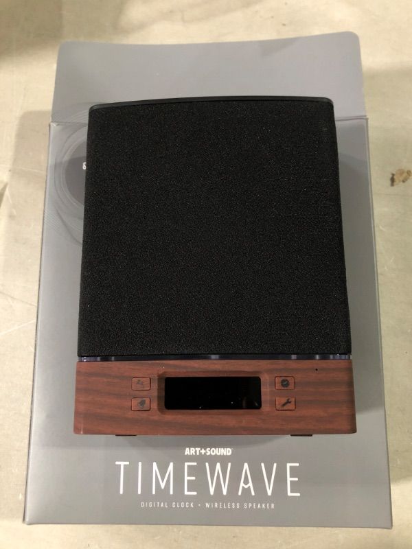 Photo 2 of ART SOUND TIME WAVE DIGITAL CLOCK WIRELESS SPEAKER WITH BLUETOOTH ALARM CLOCK REACTIVE MULTICOLORED LED BUILT-IN RECHARGEABLE BATTERY AND CHARGING CABLE NEW IN BOX 