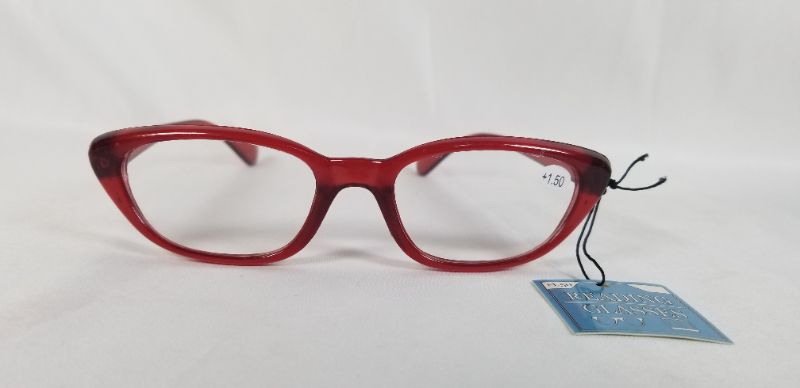 Photo 1 of BIFOCAL STYLE +1.50 READING GLASSES RED/VERMILION COLORED  NEW