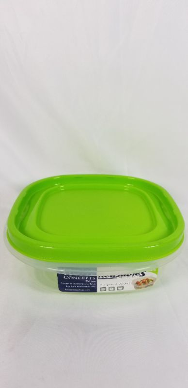 Photo 2 of 3.1 CUP REUSABLE CLEAR FOOD CONTAINER WITH GREEN LID NEW