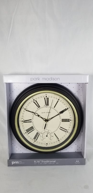 Photo 2 of 11.75 INCH TRADITIONAL WALL CLOCK WITH THERMOMETER NEW