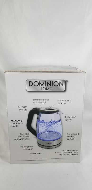 Photo 2 of 1.7 LITER ELECTRIC GLASS KETTLE WITH SOFT BLUE ILLUMINATION AUTO SHUT OFF BOIL DRY AND OVERHEAT PROTECTION NEW