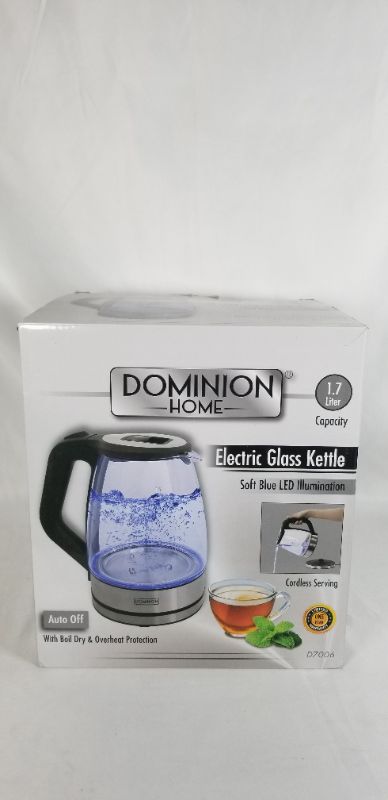 Photo 3 of 1.7 LITER ELECTRIC GLASS KETTLE WITH SOFT BLUE ILLUMINATION AUTO SHUT OFF BOIL DRY AND OVERHEAT PROTECTION NEW