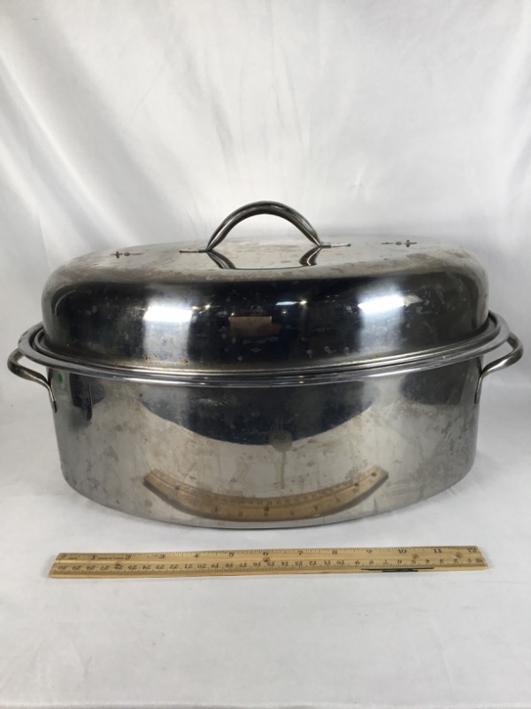 Photo 1 of LARGE STAINLESS STEEL HEAVY DUTY  COOKING POT USED 