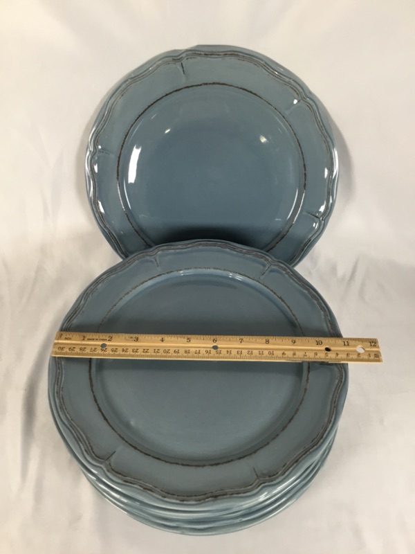 Photo 2 of 8 PIECE CADET BLUE 11 INCH DINNING PLATE SET USED 