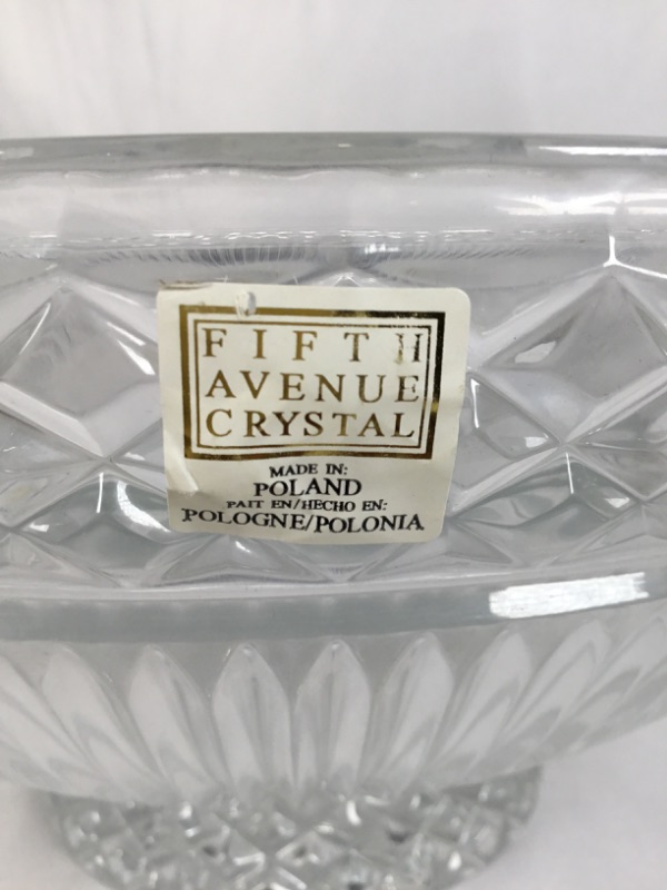 Photo 3 of VINTAGE FIFTH AVENUE CRYSTAL 12D INCH BOWL MADE IN POLAND 5H INCH USED  