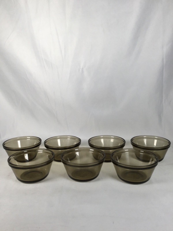 Photo 1 of 7 PIECE BLACK OPAQUE CUSTARD CUPS 4D X 2H INCHES USED 