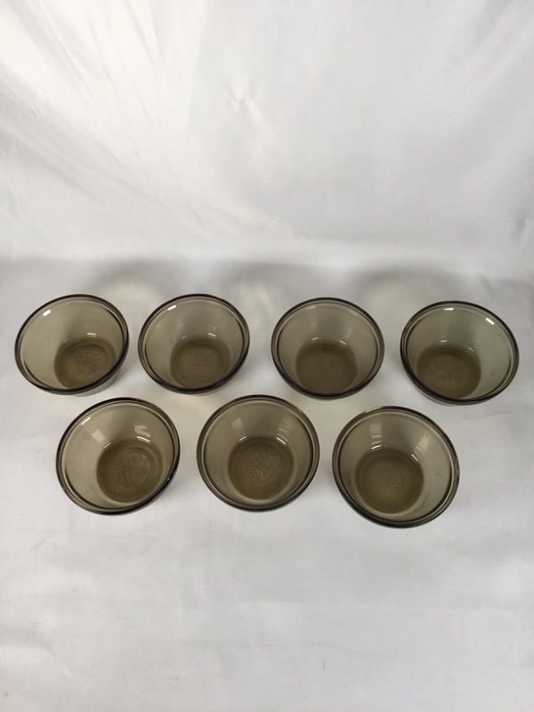 Photo 2 of 7 PIECE BLACK OPAQUE CUSTARD CUPS 4D X 2H INCHES USED 