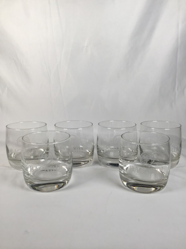 Photo 1 of 6 PIECE BACARDI GLASS CUP SET 3D X 3H USED