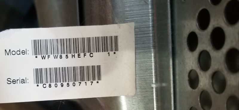 Photo 6 of WHIRLPOOL 27 INCH FRONT LOAD DIGITAL WASHER WITH STEAM, TUMBLE FRESH, COLOR LAST, AND PRESOAK OPTIONS 4.5 CU FT. CAPACITY ENERGY STAR QUALIFIED MODEL NUMBER WFW85HEFC  USED 