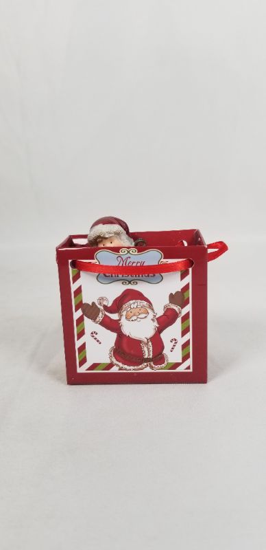 Photo 3 of MINI RESIN SANTA INSIDE A CHRISTMAS GIFT BAG NEW 