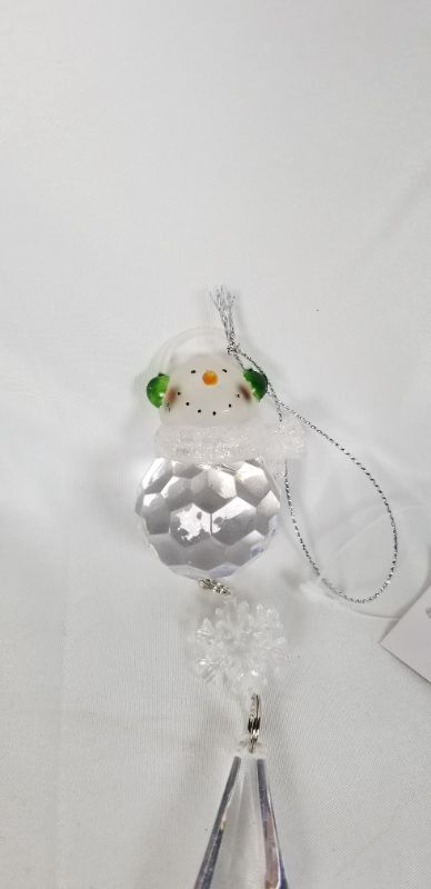 Photo 2 of ACRYLIC SNOWMAN ORNAMENT 1.5 X 6.5H INCHES NEW 