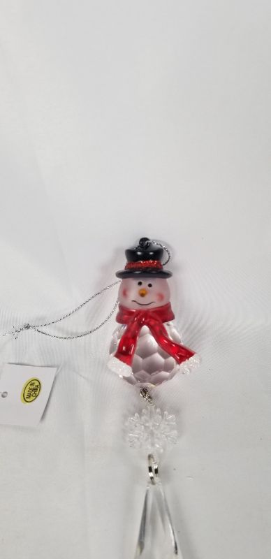 Photo 2 of ACRYLIC SNOWMAN ORNAMENT 1.5 X 6.5H INCHES NEW 