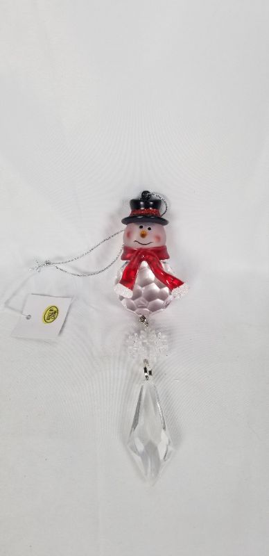 Photo 1 of ACRYLIC SNOWMAN ORNAMENT 1.5 X 6.5H INCHES NEW 