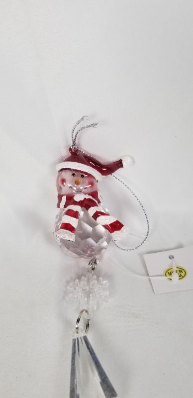 Photo 2 of ACRYLIC SNOWMAN ORNAMENT 1.5 X 6.5H INCHES NEW 