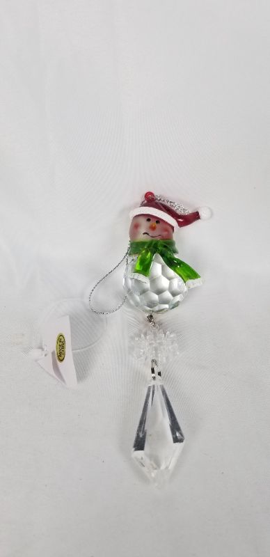 Photo 1 of ACRYLIC SNOWMAN ORNAMENT 1.5 X 6.5H INCHES NEW 