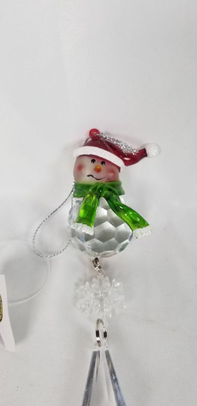 Photo 2 of ACRYLIC SNOWMAN ORNAMENT 1.5 X 6.5H INCHES NEW 