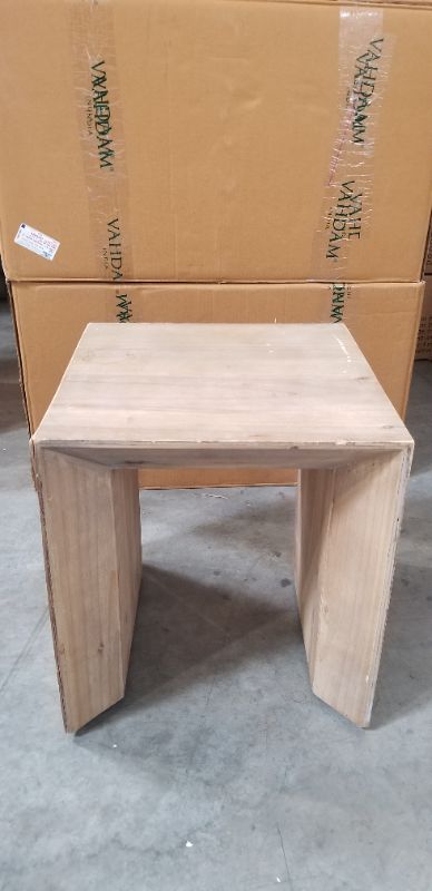 Photo 4 of SMALL WOOD SQUARE SIDE TABLE 13.5 X 13.5 X 15H INCH USED 