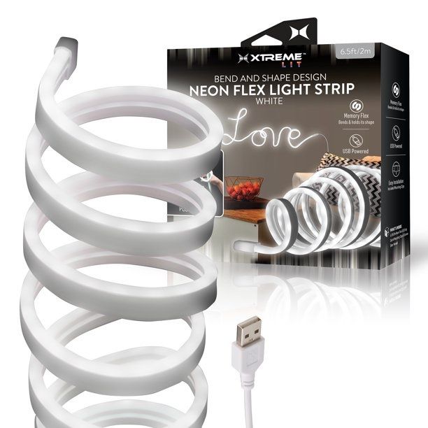 Photo 1 of BEND AND SHAPE DESIGN NEON FLEX LIGHT STRIP WHITE USB POWERED BUILT-IN 36" CORD 6.5FT LENGTH NEW
