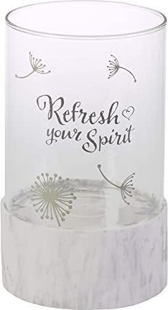 Photo 1 of PRECIOUS MOMENTS GLASS/RESIN HURRICANE CANDLE HOLDER REFRESH YOUR SPIRT 7H INCHES NEW