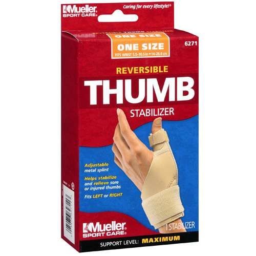 Photo 1 of  MUELLER SPORT CARE MAXIMUM SUPPORT REVERSIBLE THUMB STABILIZER ONE SIZE TAUPE NEW