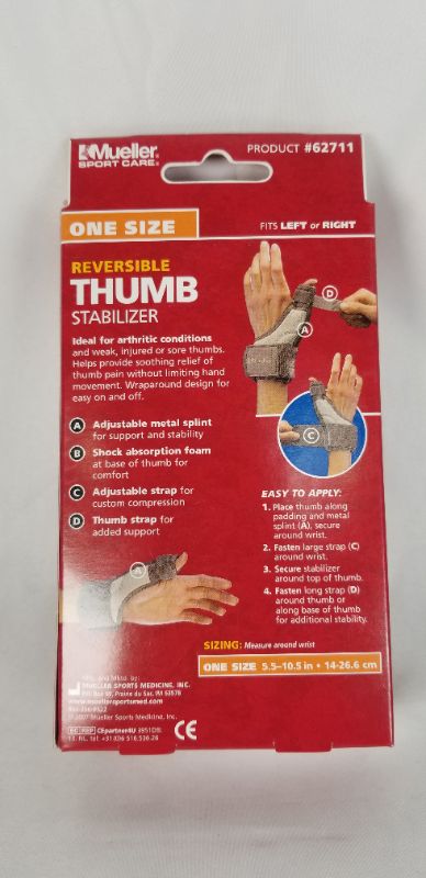 Photo 3 of  MUELLER SPORT CARE MAXIMUM SUPPORT REVERSIBLE THUMB STABILIZER ONE SIZE TAUPE NEW