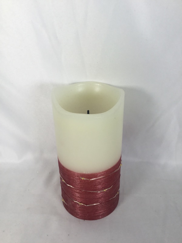 Photo 1 of 6 INCH LED WAX CANDLE WITH HALF WRAPPED IN RED WIRE NEW 