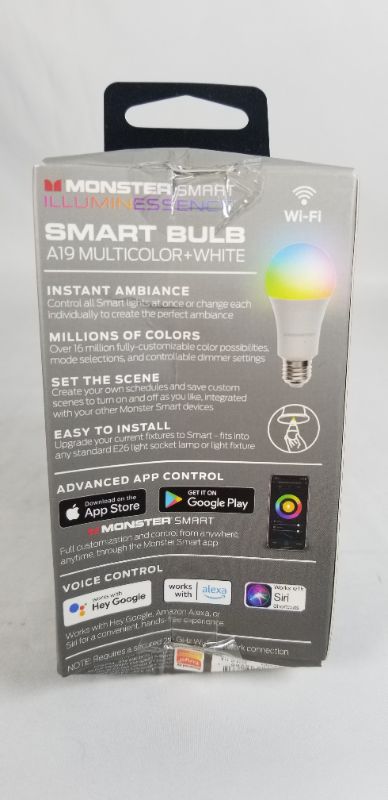 Photo 3 of A19 MULTICOLOR + WHITE SMART BULB WITH APP AND VBOICE CONTROL WORKS WITH ALEXA AND GOOGLE NEW