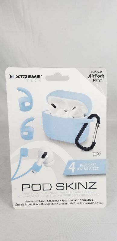 Photo 1 of 4 PIECE POD SKINZ PROTECTIVE SILICONE KIT FOR APPLE AIRPRO INCLUDES PROTECTIVE CASE, CARABINER,SPORT HOOKS AND NECK STRAP NEW