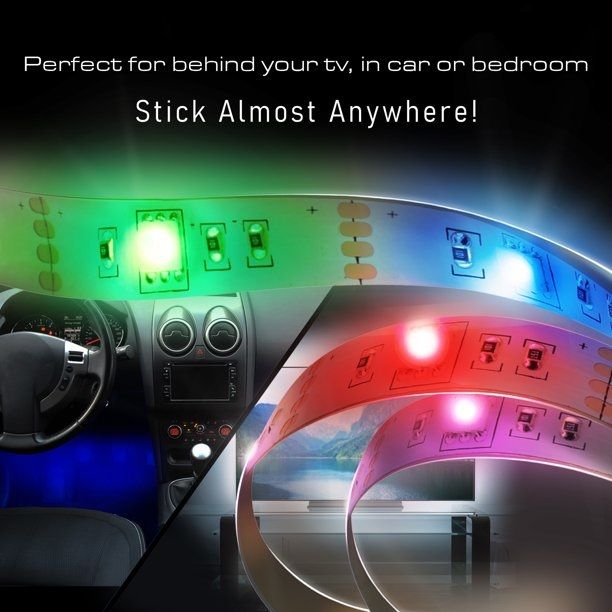 Photo 2 of 3 FEET RBG MULTICOLOR LED STRIP WITH ADHESIVE BACKING 16 LED COLORS MODES USB POWERED REMOTE INCLUDED NEW