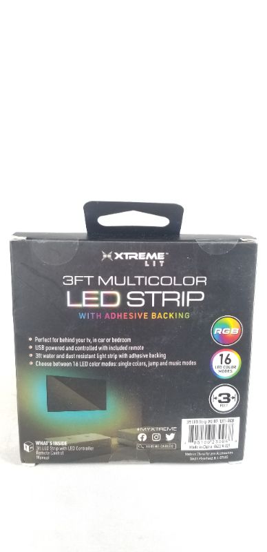 Photo 3 of 3 FEET RBG MULTICOLOR LED STRIP WITH ADHESIVE BACKING 16 LED COLORS MODES USB POWERED REMOTE INCLUDED NEW