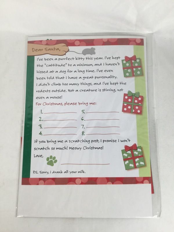 Photo 3 of A LETTER TO SANTA PAWS CHRISTMAS LIST WITH ENVELOPE NEW