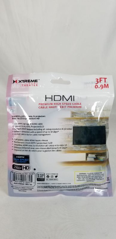 Photo 2 of 3 FEET PREMIUM 4K HIGH SPEED HDMI CABLE WITH 18GBPS TRANSFER RATE NEW