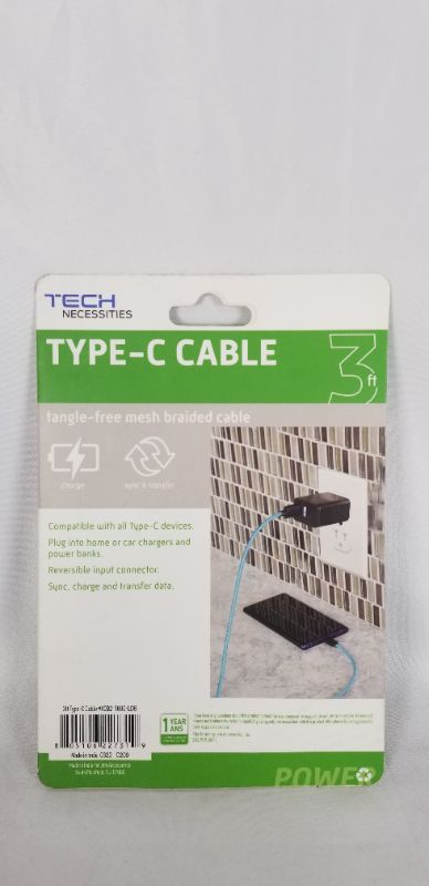 Photo 2 of 3 FEET BLUE MESH BRAIDED TYPE C CHARGE AND SYNC CABLE NEW