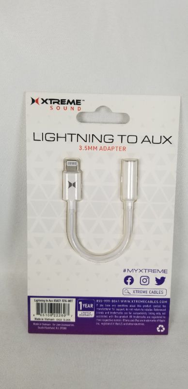 Photo 2 of LIGHTNING TO AUX 3.5MM ADAPTER MADE FOR IPHONE, IPAD, OR IPOD NEW